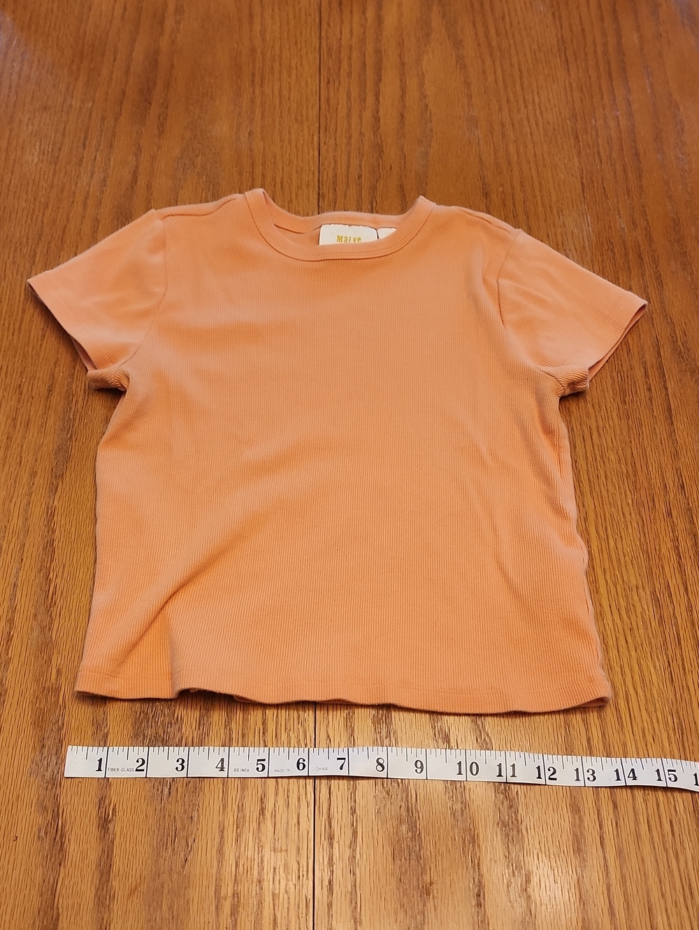 Anthropologie Women's Orange Short Sleeve Cropped Ribbed Tee - Picture 5 of 16